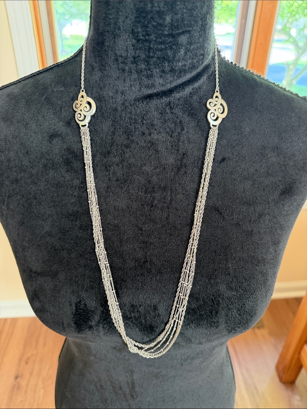 Brighton Silver Multi-Strand Swirl Accent Long Necklace